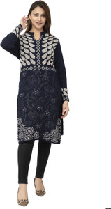 Magknit Women Self Design Straight Kurta