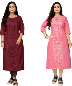 VIVIDH CREATIONS Women Embroidered Straight Kurta