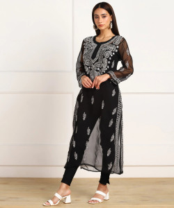 VAHSON Women Chikan Embroidery, Embroidered, Self Design A-line Kurta