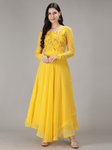 Dhakre fashion Women Embroidered, Solid Gown Kurta
