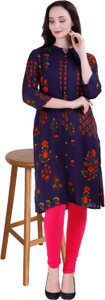 Over Crowd Women Floral Print Straight Kurta