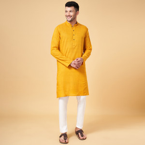 Indus Route by Pantaloons Men Solid Straight Kurta