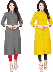 NATEK Women Self Design Frontslit Kurta