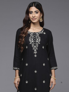 Indo Era Women Embroidered Straight Kurta