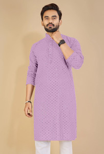 ORIFAB Men Embroidered Straight Kurta