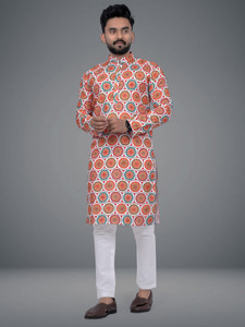 CHENECLOTH Men Printed Straight Kurta