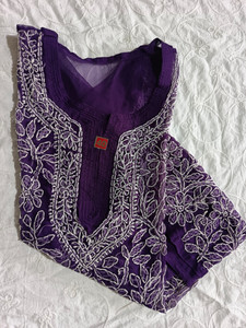 Adab chikan handicraft Women Chikan Embroidery A-line Kurta
