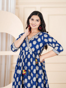 Sanganer Export Women Printed A-line Kurta