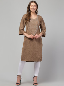 CROWN KING GARMENTS Women Embroidered Straight Kurta