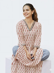 YARNSTITCH Women Printed Straight Kurta