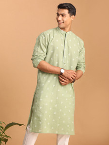 Shvaas By Vastramay Men Geometric Print, Self Design, Woven Design Straight Kurta