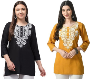 Synthify Women Chikan Embroidery A-line Kurta