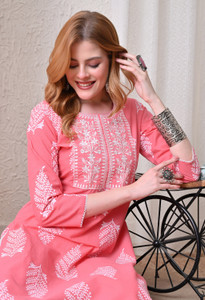 KJFAB Women Embroidered Straight Kurta