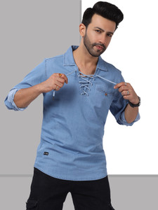 D Finish Men Blue Solid Straight Kurta - Image 6