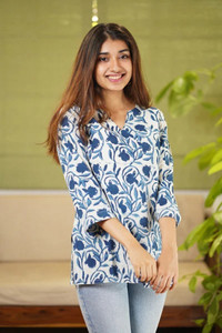 Zyla Casual Printed Women Light Blue, White Top