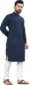 ALMORA Men Embellished Straight Kurta