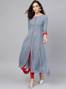 Yash Gallery Women Geometric Print A-line Kurta