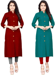 NATEK Women Self Design Frontslit Kurta