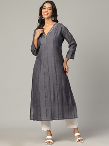 4U Fashion Women Self Design Straight Kurta