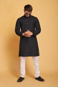 VISHESTA Men Self Design Straight Kurta
