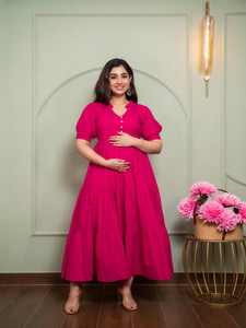 KIMATERNITY Women Solid Flared Kurta