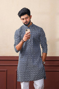 ALMORA Men Printed Straight Kurta