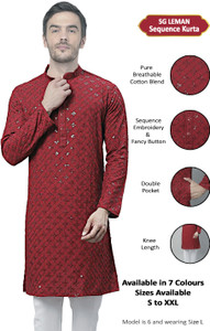 SG LEMAN Men Embroidered Straight Kurta