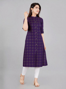 PRADHRUHE Women Abstract Frontslit Kurta