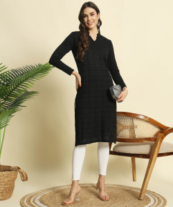 DRESSBASE Women Self Design Straight Kurta