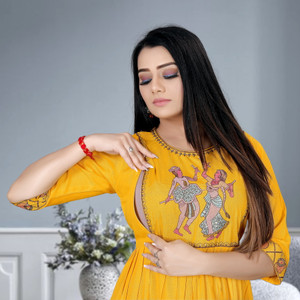zyqo Women Fit and Flare Yellow Midi/Calf Length Dress