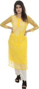 Lucknowi Poshaak Chikankari Women Chikan Embroidery Straight Kurta