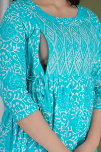 Fashion4Word Women Fit and Flare Light Blue Midi/Calf Length Dress