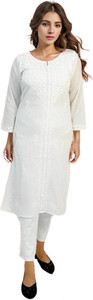 Elaasa Women Chikan Embroidery Straight Kurta