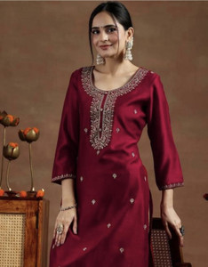 Prasha Fashion Women Embroidered, Solid A-line Kurta