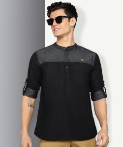KUONS AVENUE Men Colorblock Straight Kurta
