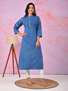 Jevi Prints Women Solid Straight Kurta