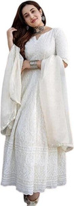 Hazuri Women Chikan Embroidery Anarkali Kurta