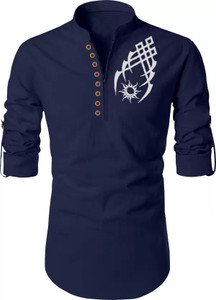 डिम्मी पुरुषों के लिए प्रिंटेड स्ट्रेट कुर्ता