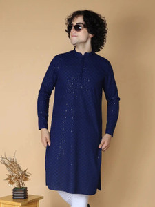 Ladyflock Men Chikan Embroidery Straight Kurta