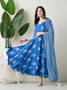 AO services Women Printed Anarkali Kurta