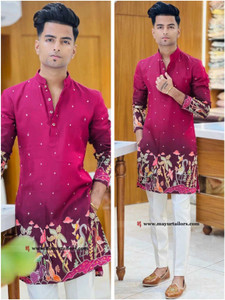 CRYSTALREVENUE Men Embroidered Straight Kurta
