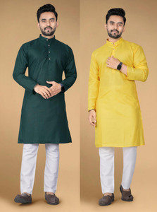 LYPLO Men Solid Straight Kurta
