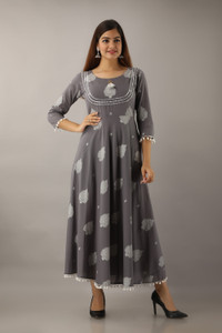 GLAM ROOTS Women Printed A-line Kurta