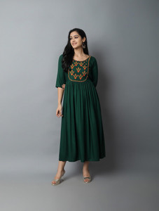 Kriska Women Embroidered A-line Kurta
