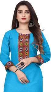 HF HOLYDAY FASHION Women Chikan Embroidery Straight Kurta