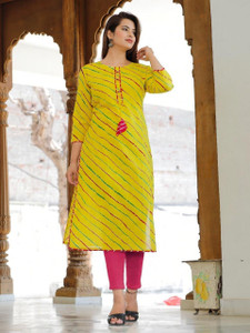 Dodiva Fashion Women Leheriya Straight Kurta