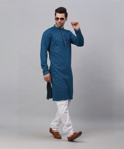 LookMark Men Chikan Embroidery Straight Kurta