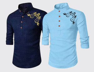 DEELMO Men Embroidered Straight Kurta