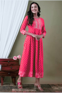 ANJAYA Women Printed Flared Kurta