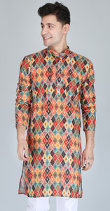 फूबर पुरुषों के लिए प्रिंटेड स्ट्रेट कुर्ता
